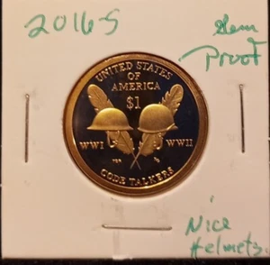 2016 S Native Dollar Gem Proof Code Talkers Sacagawea WWI WII Victory Feathers S - Picture 1 of 5