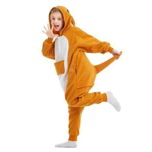 Kids Kangaroo Soft One-piece Pajamas Halloween Christmas Cute Cosplay Costumes - Picture 1 of 39