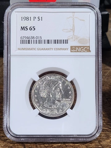 1981 P SBA 1$, NGC Graded MS 65, 015 Cover