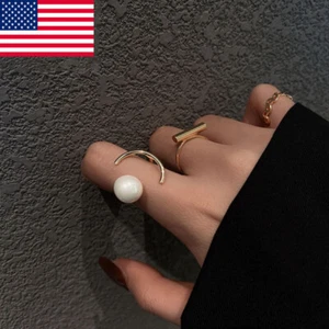 3PCS Geometric PUNK Boho Knuckle Midi Finger Tip Rings Set Womens Jewelry Gift - Picture 1 of 10