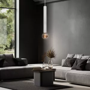 Luce Sala da Pranzo Lampada a Sospensione Altezza Adattabile Bianco Opaco E27 - Foto 1 di 7