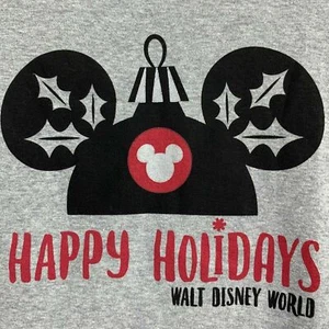 Walt Disney World Kids 10 Gray Christmas Happy Holidays Mickey Ear Hat T-Shirt - Picture 1 of 3