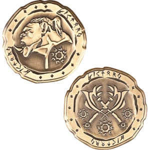 Orcish Gold Metal 5 Coin Set - LARP, RPG, D&D, Fantasy, Pathfinder, Orc, Goblin - Picture 1 of 2