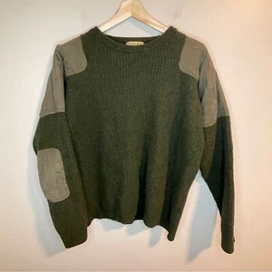 Cabela's Outfitter Series Men's XL Tall Green Lambswool Elbow Patch Knit Sweater - Picture 1 of 6