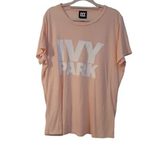 Ivy Park Peach Pink Oversized Graphic Tee-Shirt Blouse Top Size XL - Picture 1 of 9