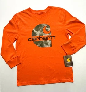 Carhartt Youth Long Sleeve Graphic Crew neck T-Shirt exotic orange Sz S/M/L/XL - Picture 1 of 4
