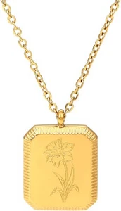 Zierliche Geburt Blume Gold Halskette für Frauen süße Halsketten für Teenager Mädchen 18K - Bild 1 von 5