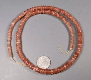 PERUVIAN RHODOCHROSITE Rondelle BEADS Graduated almost 18" Strand - Picture 1 of 5