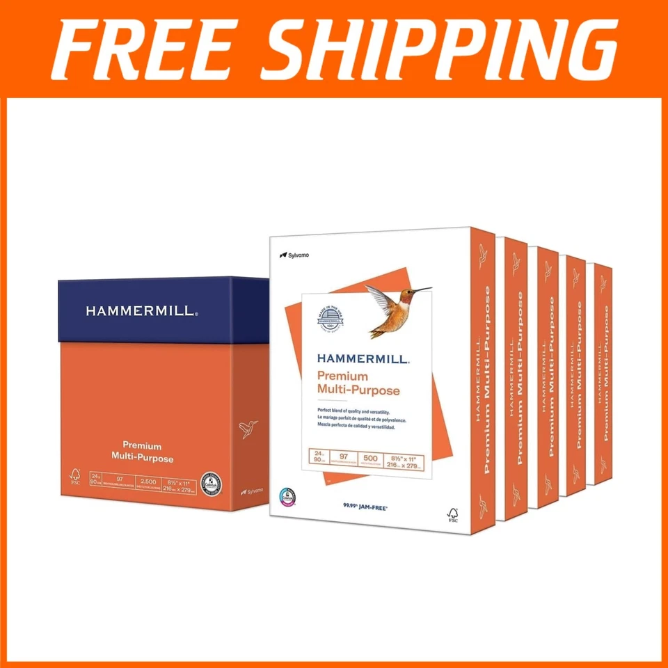 High Brightness 24 lb Copy Paper - 5 Ream, 2500 Sheets - Image 1 of 4