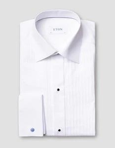 ETON White Plissé Tuxedo Shirt 18.5” / EU 47 / XXXL - Comtempoary Fit RRP £210 - Picture 1 of 12