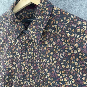 Ted Baker Men's Shirt Size 3 (M) Floral Print Short Sleeve Cotton Button Up - Picture 1 of 13