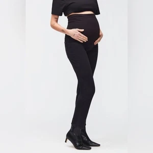 7 For All Mankind Black Maternity Straight Slim Illusion Luxe Gravity Jean - Picture 1 of 12