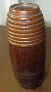 ANTIQUE HAND TURNED TREEN PRIMITIVE COVERED MEDIUM CONTAINER - Picture 1 of 7