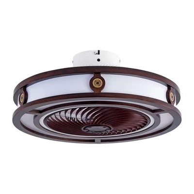 LED Ceiling Fan Light Caged Flush Mount Farmhouse Fandelier Fanlamp with Remote - Image 1 of 4