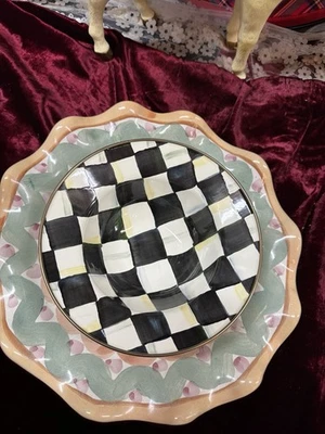 Mackenzie Childs Courtly Check Enamel Breakfast  8”  Bowl New - Image 1 of 4