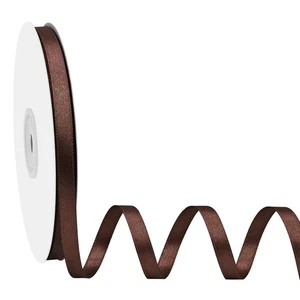 Double Face Brown Satin Ribbon 1/4 Inch x 50 Yards Polyester for Gift Wrap - Picture 1 of 4
