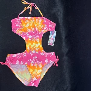 NEW True Love One Piece Girls Swimsuit Multicolor Floral Design Size 10/12 - Picture 1 of 15