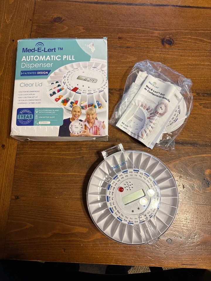 Caixa Aberta | Med-E-Lert Bloqueio Automático Dispensador de Comprimidos na Caixa com Chave, 6 Alarmes - Imagem 1 de 1