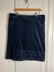 White Stuff Velours Rock Gr UK 14 16 Blau A-Linie Smart Taschen Knielang - Bild 1 von 9