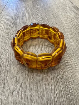 Armband Bernstein Vintage mit Gummizug, sehr guter Zustand - Bild 1 von 3