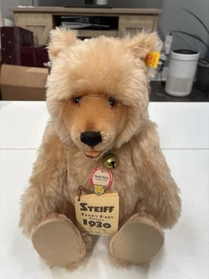 Steiff De Colección Peluche Bebé Réplica 1930-Alemania Occidental Etiqueta-Mohair 11” Etiqueta Campana Oso Foto 1 de 4