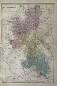 1883 Buckinghamshire Original Antique Hand Coloured County Map by G.W. Bacon - Picture 1 of 3