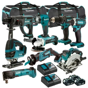 Makita 18V 9 Piece Combo Tool Kit with 3 x 5.0Ah Batteries & Charger T4TKIT-196A - Picture 1 of 20