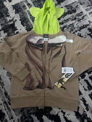 Star Wars, Marrón con Verde Yoda Oreja Cremallera Sudadera con Capucha Foto 1 de 4