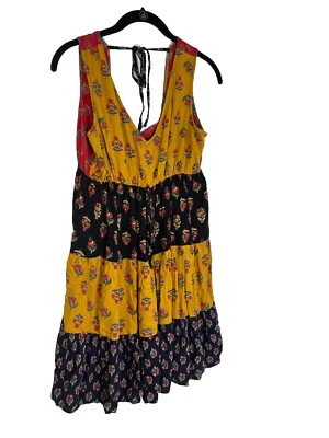 SACRED THREADS patchwork boho bohemian hippy cottage core tier DRESS  S / M - Image 1 of 4