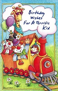 Cute BIRTHDAY Card FOR KID, Animal Clown Train by Gallant Greetings + Envelope - Picture 1 of 4
