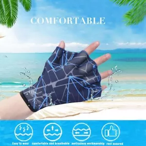 1Pair Adult Swimming Webbed Gloves Fingerless Surfing Swim Aid Paddle Gloves - Picture 1 of 20