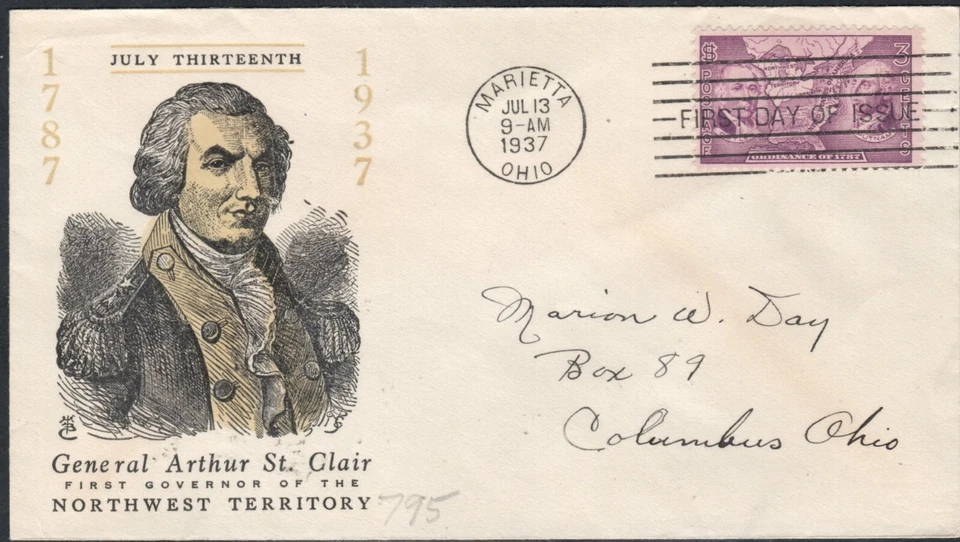US Scott #795 "Ordinance of 1787" First Day Cover, Addressed - Image 1 of 1