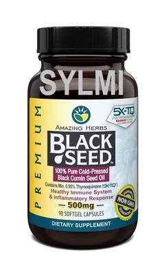 Amazing Herbs PURO Premium Prensado en Frío Aceite de Semilla Negro Cápsulas 500mg 90 Cápsulas Foto 1 de 4
