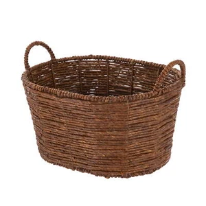 Homezone Brown Handwoven Maize Basket, Oval, Handles, New Upgrade - Picture 1 of 13