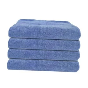 4 Pack Premium Bath Towel Set - Quick Drying - Microfiber Coral Velvet 4PC Blue - Picture 1 of 7