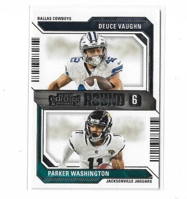 2023 Panini Contenders Football Round Numbers Deuce Vaughn / Parker Washington - Image 1 of 2