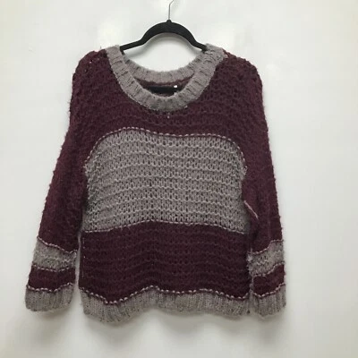 Suéter Pullover Free People Mujer Marrón Taupe Bloques de Color Acogedor Acrílico Difuso XS Foto 1 de 4