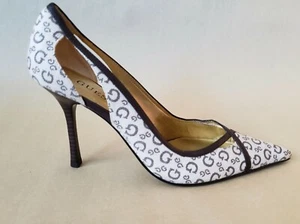 NEU GUESS PUMPS Absätze G-Logo 8 braune Canvas Schuhe - Bild 1 von 6