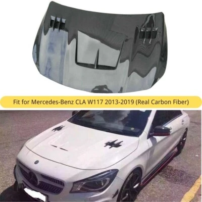 Capó delantero de fibra de carbono real capó ventilado para Mercedes-Benz CLA W117 2013-2019 Foto 1 de 4
