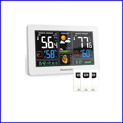 Comprehensive Indoor Outdoor Weather Forecast Station with Alarm & Color Display - Image 1 of 4
