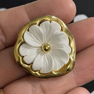 Kenneth Jay Lane Brosche weiß rosegold Besatz Vintage Corsage - Bild 1 von 7