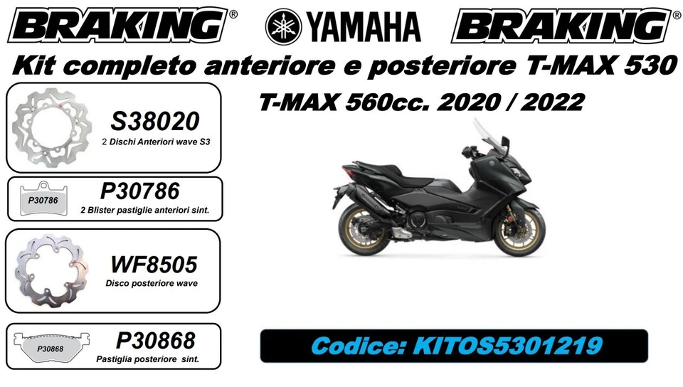 Kit Dischi e Pastiglie Freno Braking per Yamaha T-MA SX KITOS5301219