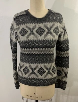 Suéter Vintage Fair Isle Lana Peludo Pequeño Foto 1 de 4