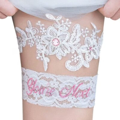Bridal Garter Set Lace Crystal Wedding Garter Set Flower Garters Belt for Bri... - Image 1 of 4