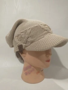 TIMBERLAND Knit Cap Winter Baggy Slouch Beanie Beret Warm Hat Very Rare Beige - Picture 1 of 11