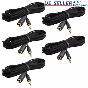 5-pack 10ft 3.5mm 1/8" Stereo Audio Aux Headphone Cable Extension Cord M to F 5X - Picture 1 of 2