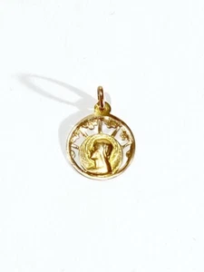 Beautiful Antique French 18k Rose Gold Virgin Mary Medal 20th Century - Picture 1 of 9