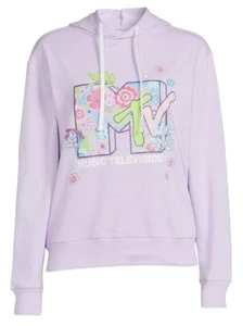 MTV Juniors’ Floral Logo Long Sleeve Hoodie Lavender Size XXX-Large 3XL - Picture 1 of 4