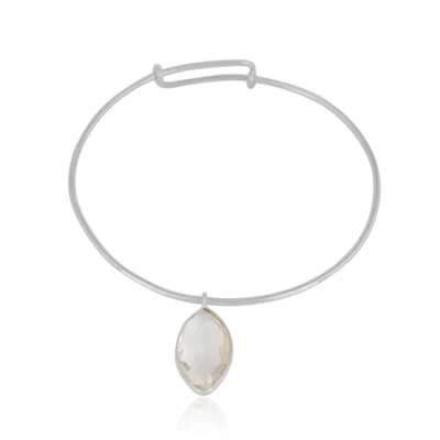 925 Sterling Silver Handmade Crystal Gemstone Adjustable Bangle Jewelry - Image 1 of 3