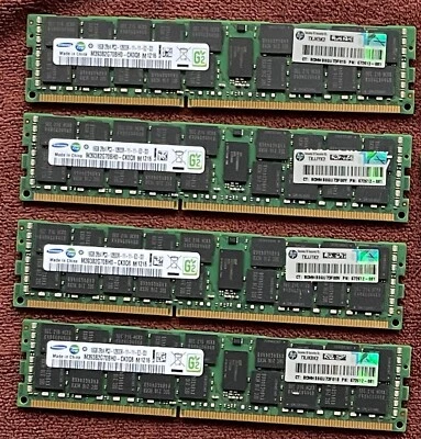 Samsung 64GB (4x16GB) 2Rx4 PC3-12800R DDR3 ECC Server RAM Memory TESTED - Image 1 of 2